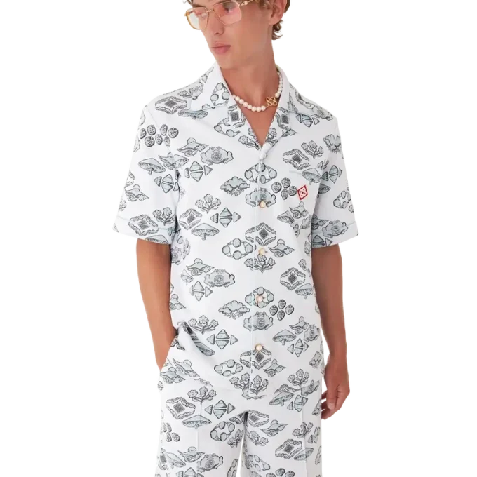 Kurzarmhemd mit Jacquard-Motiv