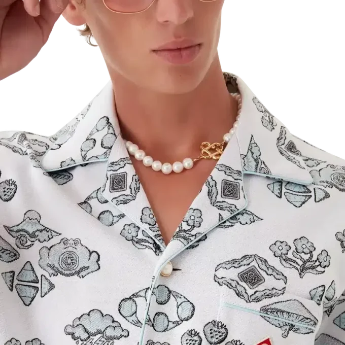 Kurzarmhemd mit Jacquard-Motiv