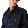 Kurzärmeliges Denim-Shirt mit Logo-Stickerei