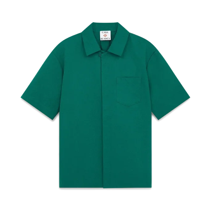 Kurzärmeliges Jacquard-Shirt aus Baumwolle mit Monogramm