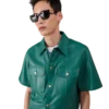 Kurzärmeliges Lederhemd mit Shorts