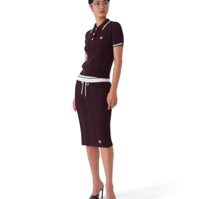 Kurzärmeliges Polohemd aus Baumwollstrick-Shorts