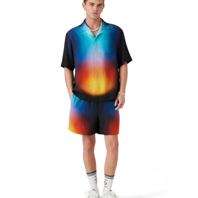 Kurzärmeliges Seidenhemd mit Farbverlauf Kurzärmeliges Seidenhemd mit Farbverlauf