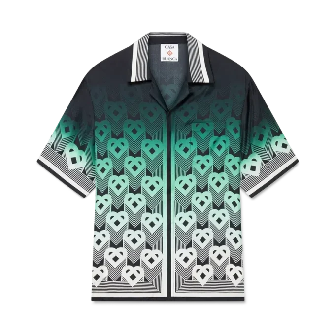 Kurzärmeliges Seidenhemd mit Farbverlaufs-Monogramm