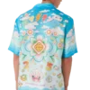 Kurzärmeliges Seidentwill-Shirt mit Kawaii-Motiv