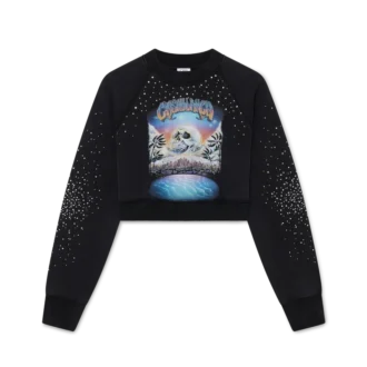 La Pramonition Cropped-Sweatshirt mit Kristallverzierung