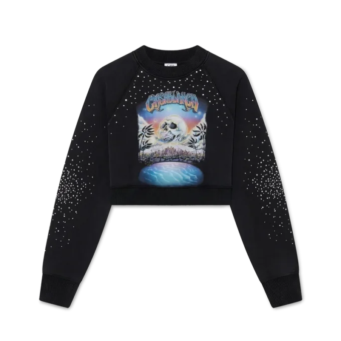 La Pramonition Cropped-Sweatshirt mit Kristallverzierung