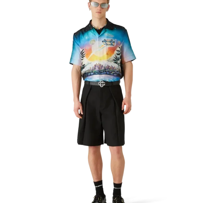 La Pramonition Kurzarm-Seidenhemd