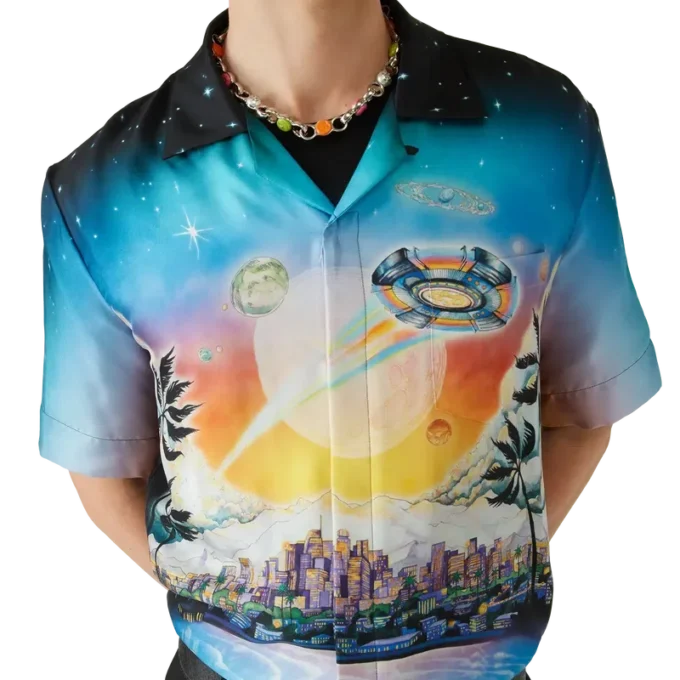 La Pramonition Kurzarm-Seidenhemd