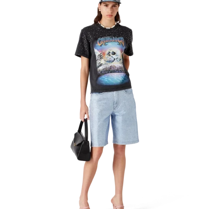 La Pramonition T-Shirt mit Kristallverzierung