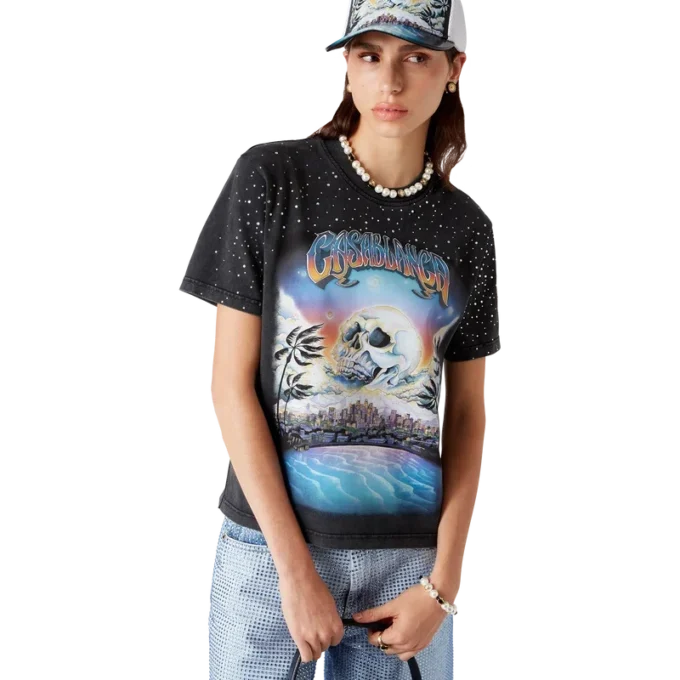 La Pramonition T-Shirt mit Kristallverzierung