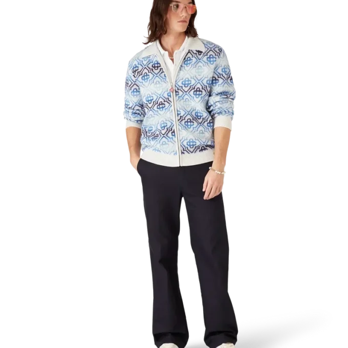 Langärmeliger Merino-Cardigan mit Space-Dye-Monogramm Langärmeliger Merino-Cardigan mit Space-Dye-Monogramm