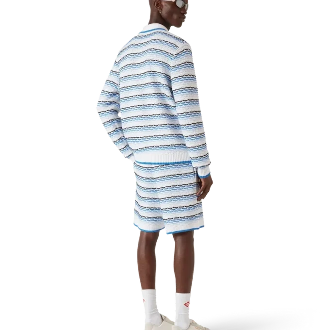 Langärmliges Poloshirt mit Tuck-Stitch-Muster Langärmliges Poloshirt mit Tuck-Stitch-Muster