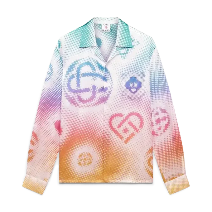 Langärmliges Seidenhemd mit Halftone-Logo