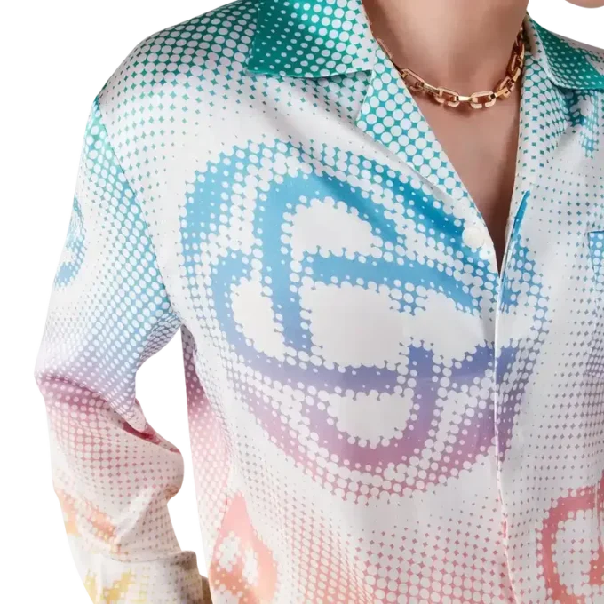 Langärmliges Seidenhemd mit Halftone-Logo