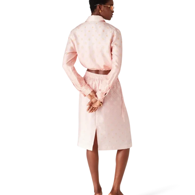 Langärmliges Seidenhemd mit Monogram-Dégradé Langärmliges Seidenhemd mit Monogram-Dégradé