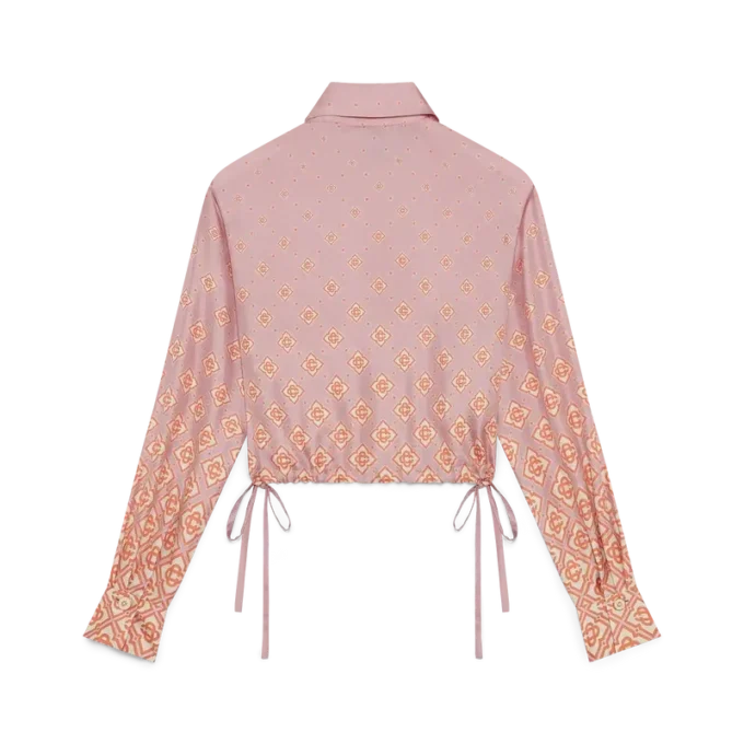 Langärmliges Seidenhemd mit Monogram-Dégradé Langärmliges Seidenhemd mit Monogram-Dégradé