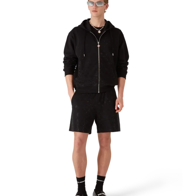 Langärmliges Sweatshirt mit Kristall-Monogramm