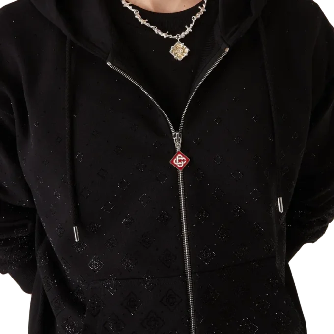 Langärmliges Sweatshirt mit Kristall-Monogramm