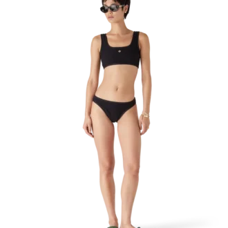 Grüne bestickte Frottee-Slides für Damen