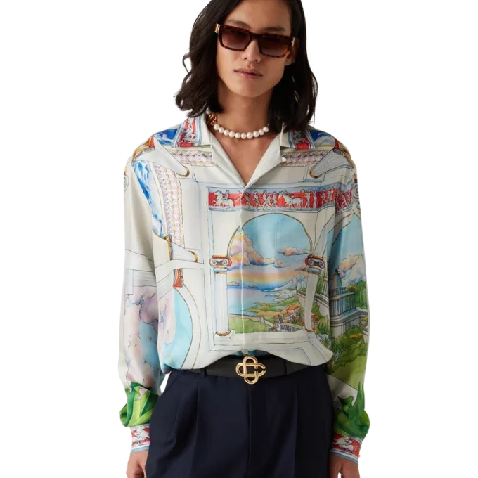 Le Passage Langarm-Seidenhemd