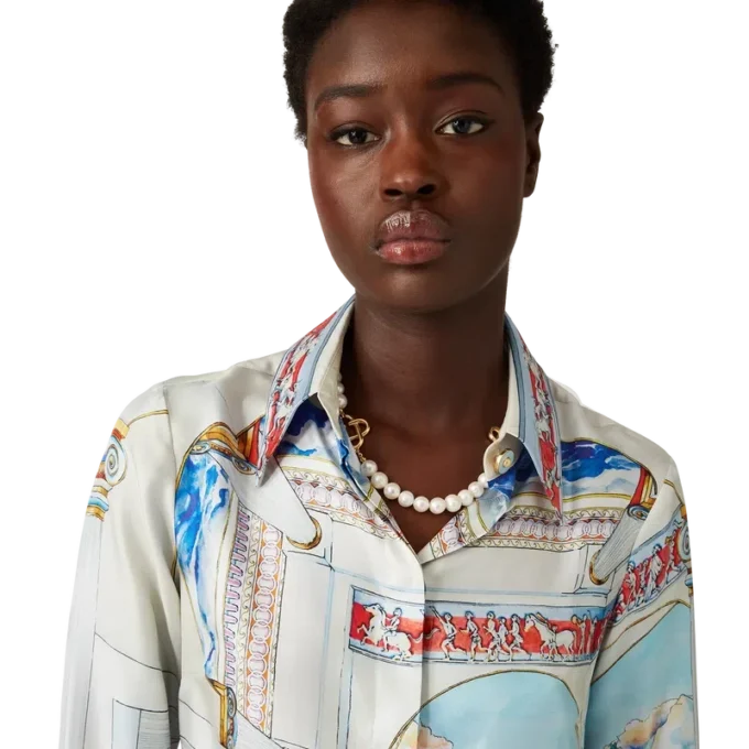 Le Passage Langarm-Seidenhemd