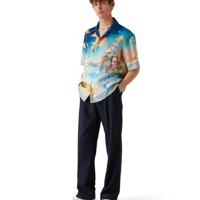 Le Plongeon Kurzarm-Seidenhemd mit Shorts