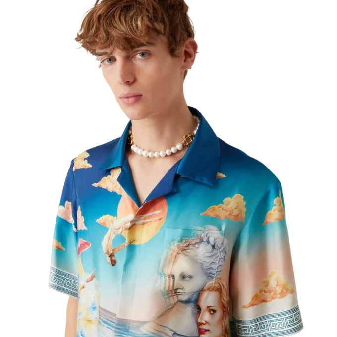 Le Plongeon Kurzarm-Seidenhemd mit Shorts