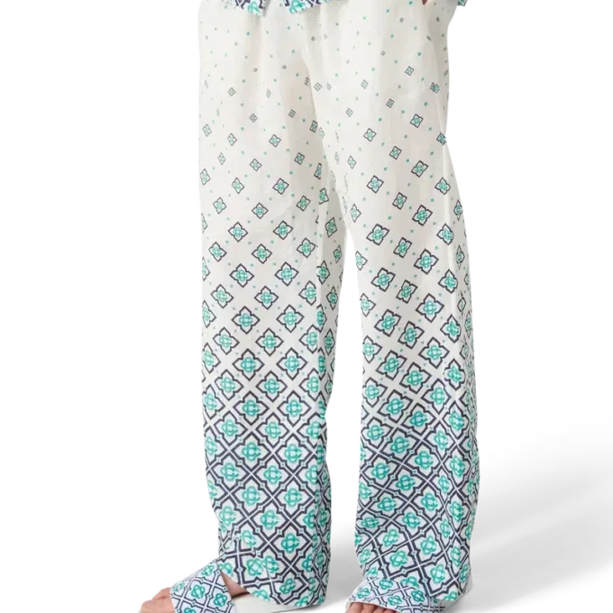 Leinen-Hose mit Monogramm-Farbverlauf