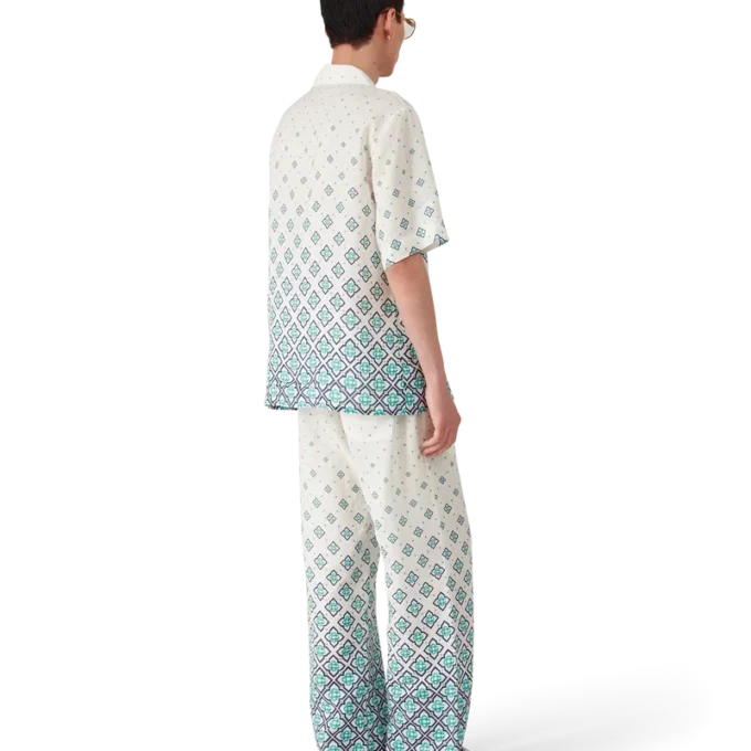 Leinen-Hose mit Monogramm-Farbverlauf