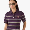 Lila-grün gestreiftes, tailliertes Poloshirt Lila-grün gestreiftes, tailliertes Poloshirt
