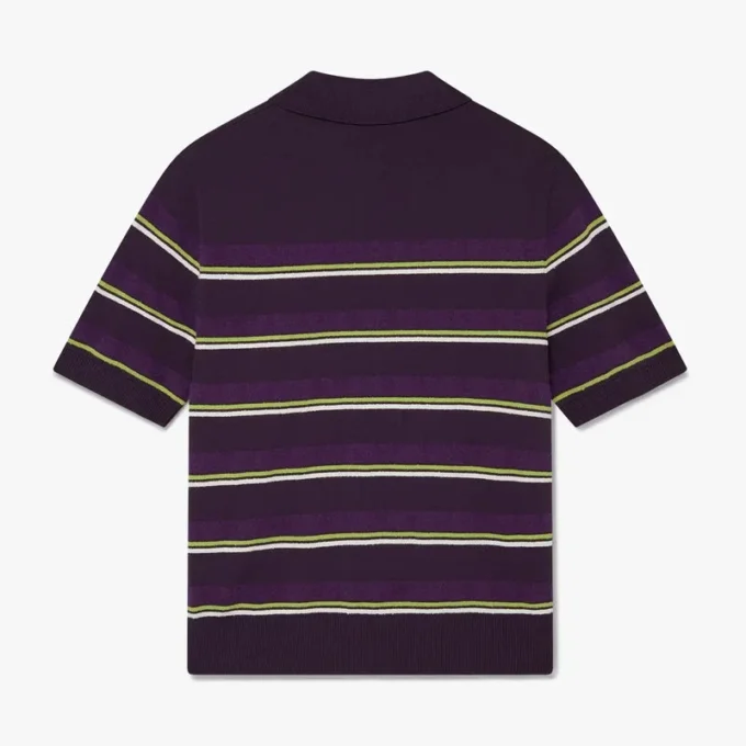 Lila-grün gestreiftes, tailliertes Poloshirt Lila-grün gestreiftes, tailliertes Poloshirt