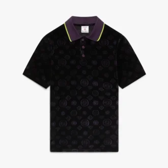 Lila Monogram-Velours-Poloshirt