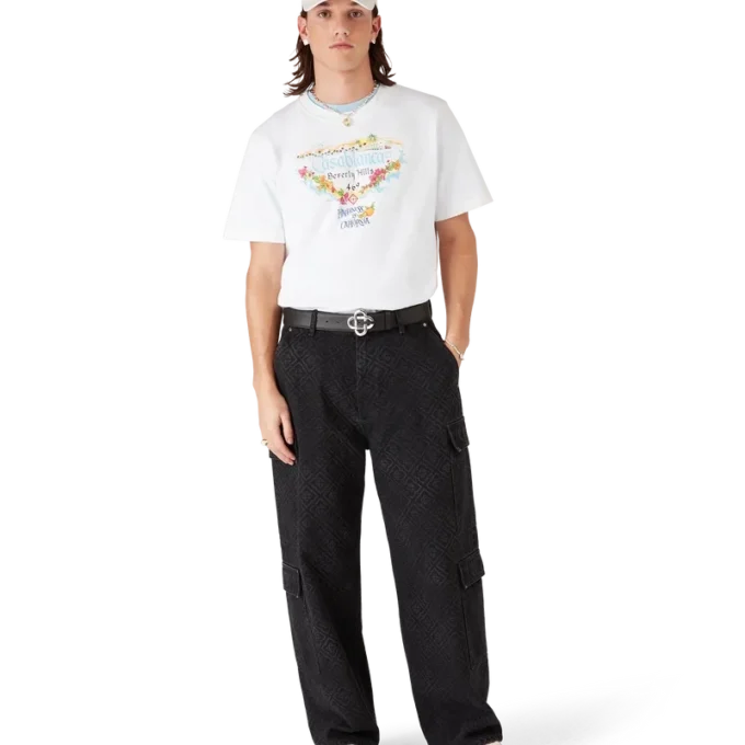 Los Angeles Store bedrucktes Logo-T-Shirt mit kurzen Ärmeln Los Angeles Store bedrucktes Logo-T-Shirt mit kurzen Ärmeln