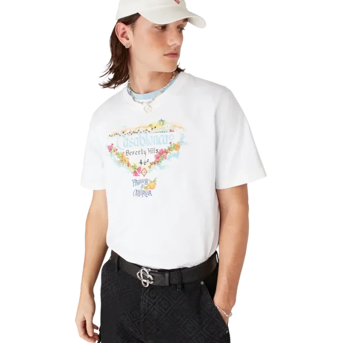 Los Angeles Store bedrucktes Logo-T-Shirt mit kurzen Ärmeln Los Angeles Store bedrucktes Logo-T-Shirt mit kurzen Ärmeln