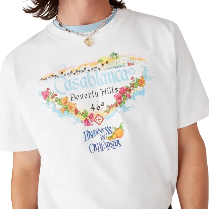 Los Angeles Store bedrucktes Logo-T-Shirt mit kurzen Ärmeln Los Angeles Store bedrucktes Logo-T-Shirt mit kurzen Ärmeln