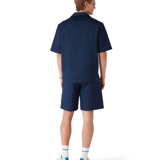 Marineblaues Monogramm-Kurzarmhemd Marineblaues Monogramm-Kurzarmhemd