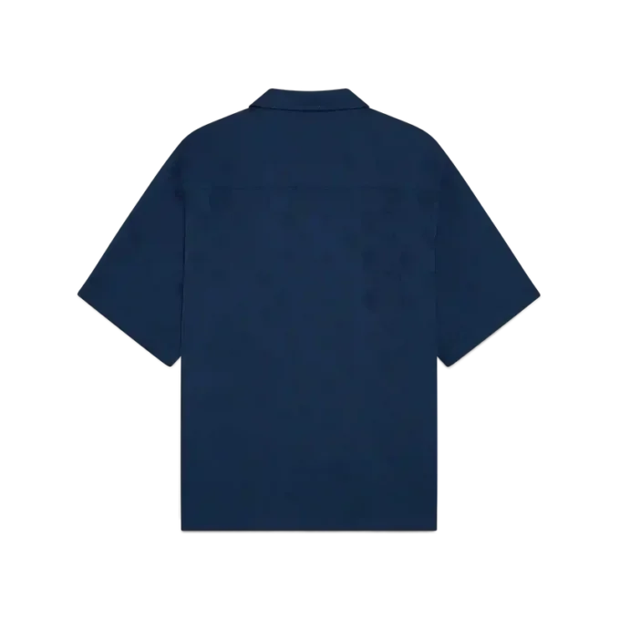 Marineblaues Monogramm-Kurzarmhemd Marineblaues Monogramm-Kurzarmhemd