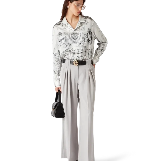 Maßgeschneiderte Hose aus Wolle mit dreifacher Falte Maßgeschneiderte Hose aus Wolle mit dreifacher Falte