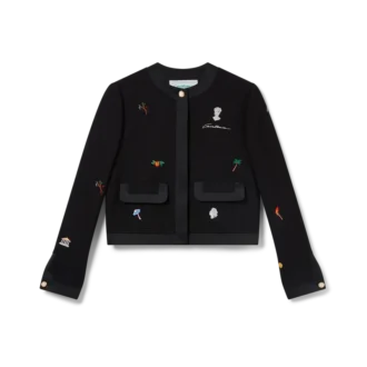 Maßgeschneiderte Jacke aus Wolle mit gesticktem Motiv