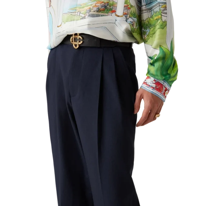 Maßgeschneiderte Plissee-Hose aus Wolle