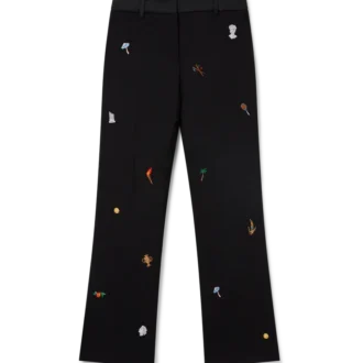 Maßgeschneiderte Wollhose mit gesticktem Motiv