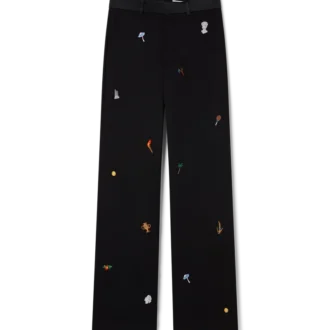 Maßgeschneiderte Wollhose mit gesticktem Motiv