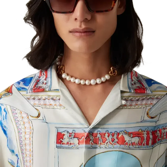 Medium Pearl Logo Halskette