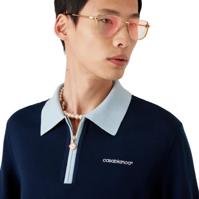 Merino-Strick-Tennis-Poloshirt