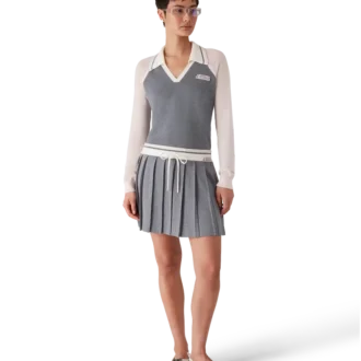 Merino Tennis Langarm-Poloshirt