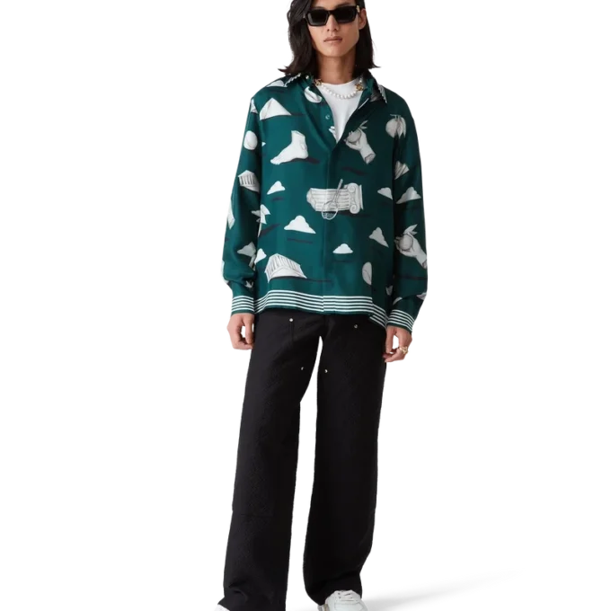 Metaphysical Langarm-Seidenhemd