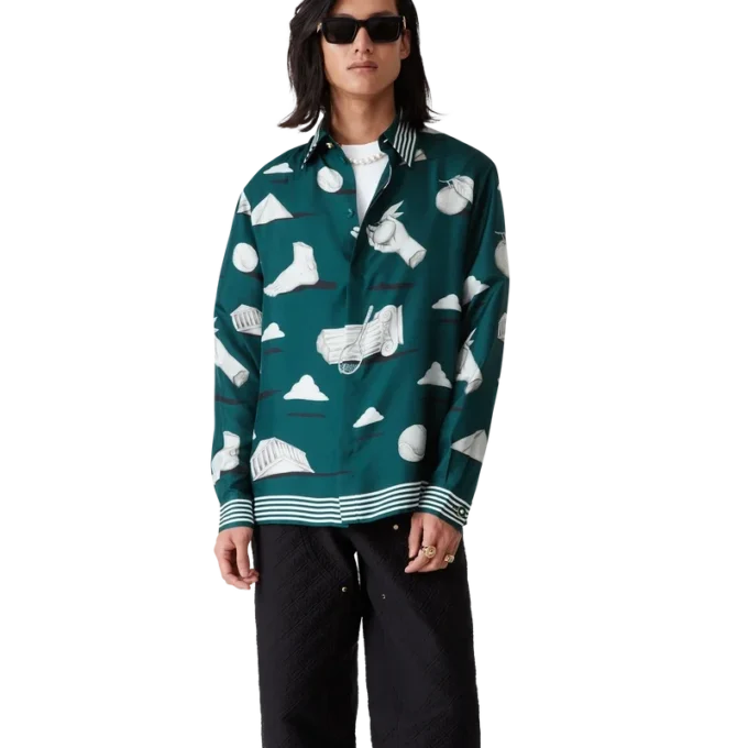 Metaphysical Langarm-Seidenhemd