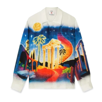 Midnight Acropolis Langarm-Seidenhemd