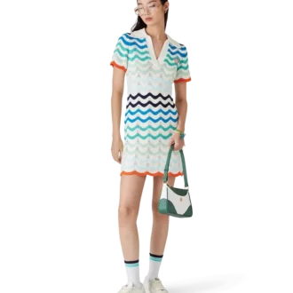 Mini-Kleid „Gradient Wave“ aus Häkelstoff